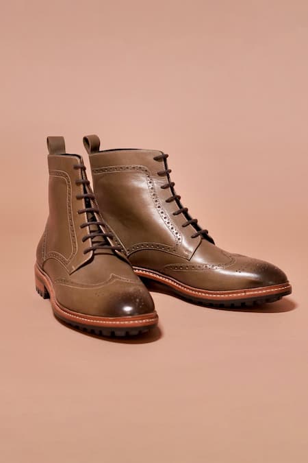 Dmodot Grey Designer Leather Boots 