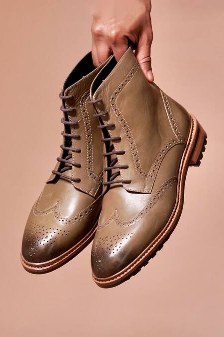 Buy Dmodot Gray Grey Designer Leather Boots Online at Aza Fashions Buy_Dmodot_Gray Grey Designer Leather Boots _Online_at_Aza_Fashions