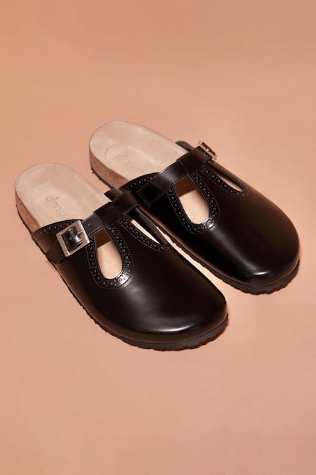 Shop Dmodot Black Leather Designer Footwear at Aza Fashions Shop_Dmodot_Black Leather Designer Footwear _at_Aza_Fashions