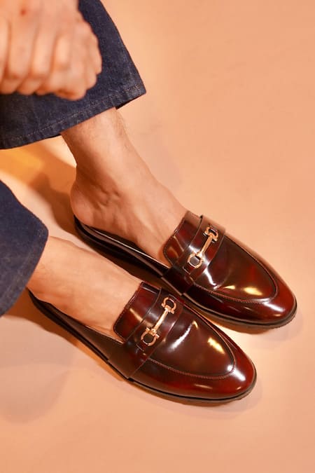 Shop Dmodot Brown Designer Slip-on Shoes Online at Aza Fashions Shop_Dmodot_Brown Designer Slip-on Shoes _Online_at_Aza_Fashions