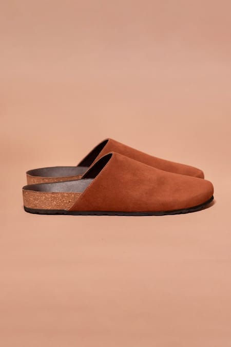 Dmodot_Brown Suede Designer Slip-on Shoes _Online_at_Aza_Fashions