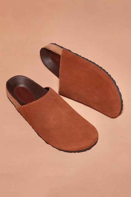 Shop_Dmodot_Brown Suede Designer Slip-on Shoes _Online_at_Aza_Fashions
