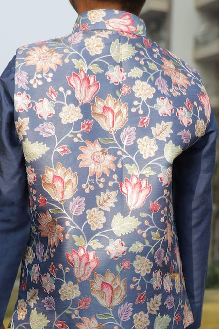 Taber Tikri Floral Printed Nehru Jacket Set 