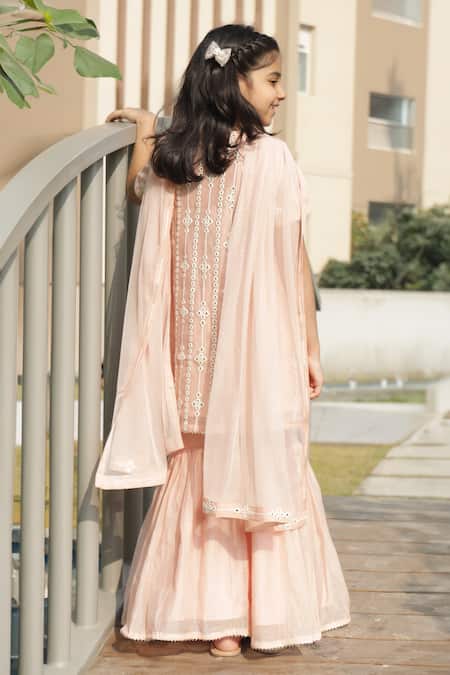Taber Tikri Pink Chanderi Kurta Set With Dupatta 