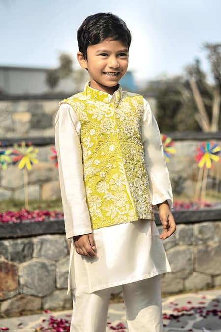 Shop Taber Tikri Yellow Cotton, Silk Embroidery Nehru Jacket Set Online at Aza Fashions Shop_Taber Tikri_Yellow Cotton, Silk Embroidery Nehru Jacket Set _Online_at_Aza_Fashions