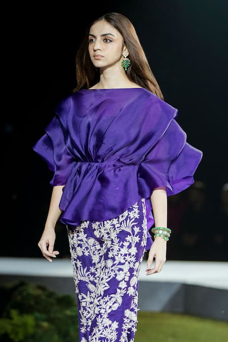 Mishru Purple Raw Silk Elin Pants Set 