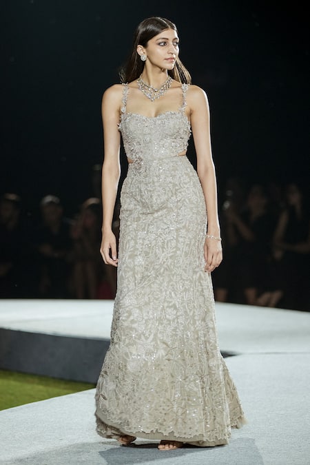 Mishru Cindie Tulle Embroidered Gown 