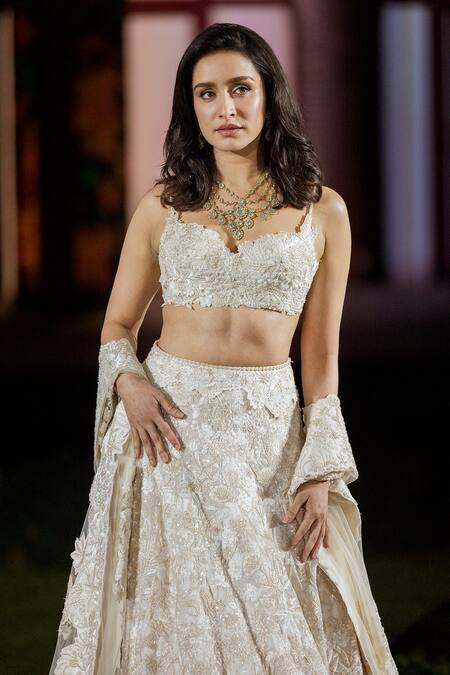 Shop Mishru Ivory Organza Embroidery Scoop Neck Emma Lehenga Set Online at Aza Fashions Shop_Mishru_Ivory Organza Embroidery Scoop Neck Emma Lehenga Set _Online_at_Aza_Fashions