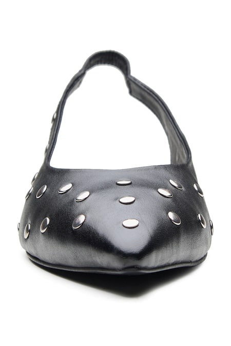 Dang Shoes_Black Studded Slingback Flats _Online_at_Aza_Fashions