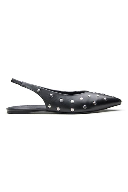 Buy_Dang Shoes_Black Studded Slingback Flats _Online_at_Aza_Fashions