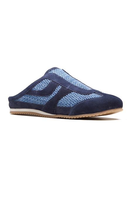 Dang Shoes Designer Navy Mesh Suede Sneakers 