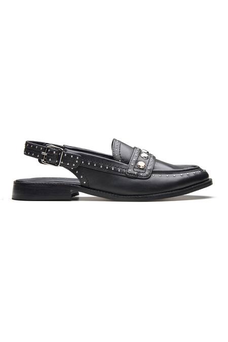 Dang Shoes_Black Studs Studded Slingback Heels _Online_at_Aza_Fashions