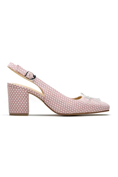 Dang Shoes_Pink Bows Polka Dot Slingback Heels _Online_at_Aza_Fashions