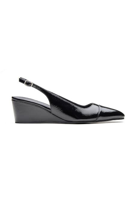 Dang Shoes_Black Patent Leather Wedges _Online_at_Aza_Fashions