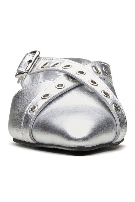 Buy_Dang Shoes_Silver Foil Leather Wedges _Online_at_Aza_Fashions