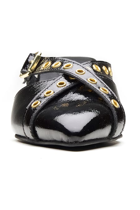 Buy_Dang Shoes_Black Studs Designer Patent Leather Wedges _Online_at_Aza_Fashions