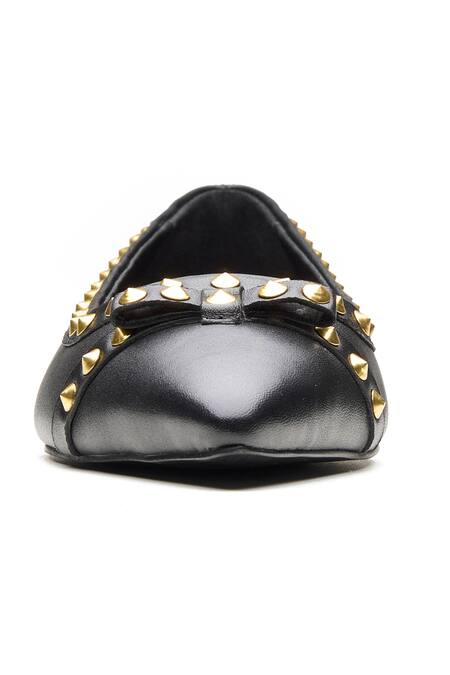 Buy_Dang Shoes_Black Studded Nappa Leather Flats _Online_at_Aza_Fashions