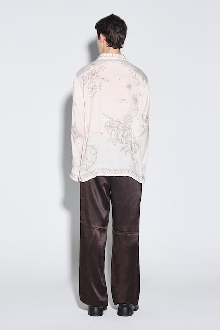 Dark Hour Ecru Printed Casual Shirt 