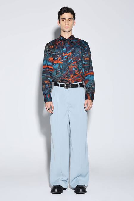 Shop_Dark Hour_Multi Color Cotton Satin Printed Designer Barclay Shirt _Online_at_Aza_Fashions