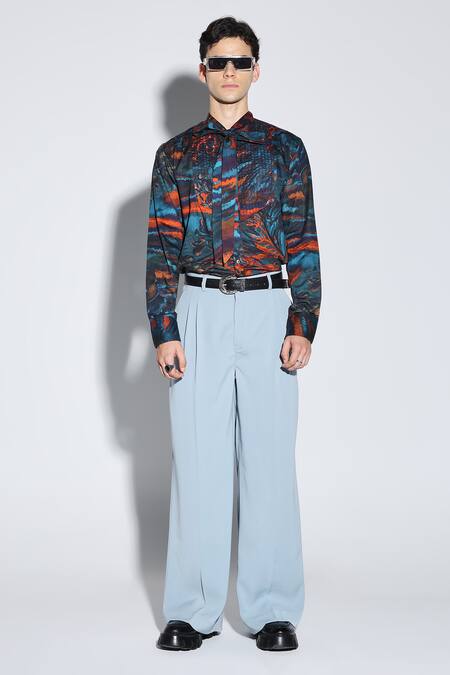 Dark Hour_Multi Color Cotton Satin Printed Designer Barclay Shirt _at_Aza_Fashions