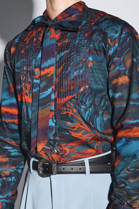 Buy_Dark Hour_Multi Color Cotton Satin Printed Designer Barclay Shirt 