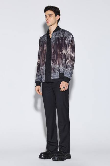 Dark Hour_Multi Color Polyester Timber Heart Bomber Jacket _Online_at_Aza_Fashions