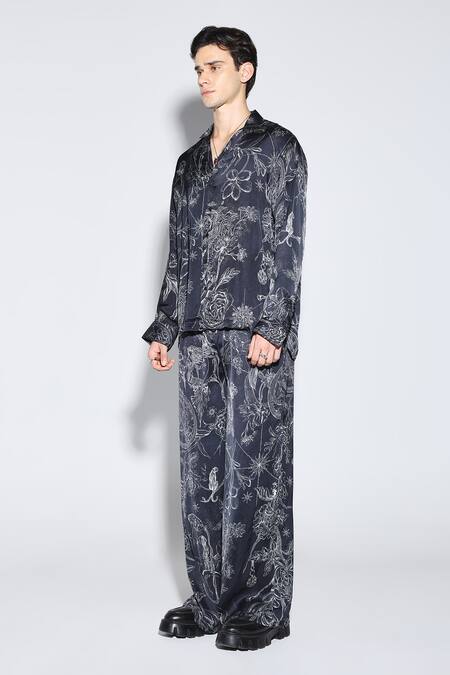 Buy Dark Hour Black Modal, Satin Floral Print Co-ord Set Online at Aza Fashions Buy_Dark Hour_Black Modal, Satin Floral Print Co-ord Set _Online_at_Aza_Fashions