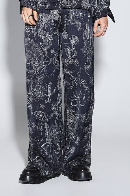Buy Dark Hour Black Modal, Satin Floral Print Co-ord Set Buy_Dark Hour_Black Modal, Satin Floral Print Co-ord Set