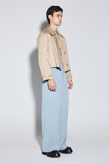 Dark Hour_Beige Cotton Cropped Designer Jacket _Online_at_Aza_Fashions