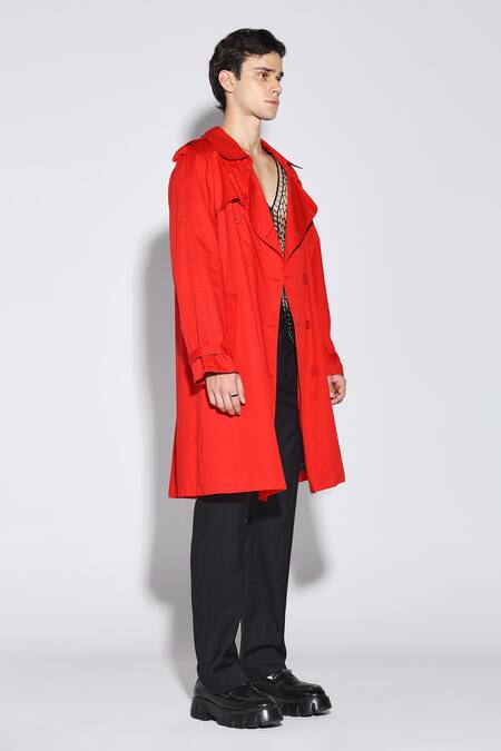 Shop Dark Hour Orange Cotton Designer Archer Trench Coat Online at Aza Fashions Shop_Dark Hour_Orange Cotton Designer Archer Trench Coat _Online_at_Aza_Fashions