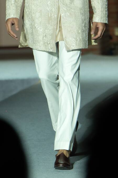 Mishru Gold Embroidery And Beige Zavi Jacket Set Online at Aza Fashions Mishru_Gold Embroidery And Beige Zavi Jacket Set _Online_at_Aza_Fashions