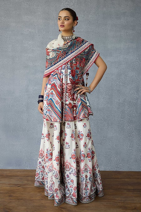 Shop_Torani_Multi Color Embroidery Coromandel Phulera Printed Scarf 