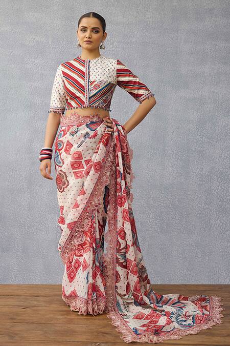 Torani_Multi Color Round Neck Coromandel Kashvi Designer Blouse _Online_at_Aza_Fashions