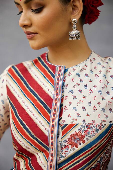 Buy_Torani_Multi Color Round Neck Coromandel Kashvi Designer Blouse _Online_at_Aza_Fashions