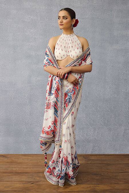 Buy_Torani_Multi Color Georgette Halter Neck Coromandel Pravya Designer Blouse _Online_at_Aza_Fashions