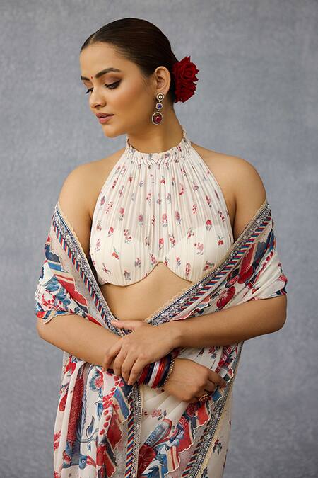 Shop_Torani_Multi Color Georgette Halter Neck Coromandel Pravya Designer Blouse _Online_at_Aza_Fashions