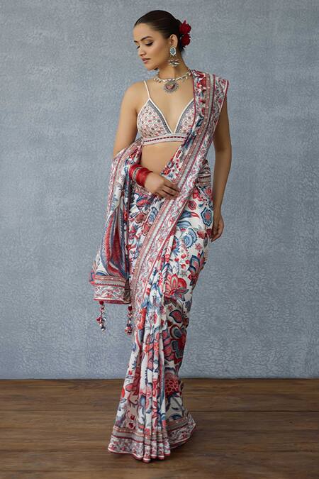 Buy_Torani_Multi Color Silk Organza Embroidery V-neck Coromandel Eesha Bralette _Online_at_Aza_Fashions