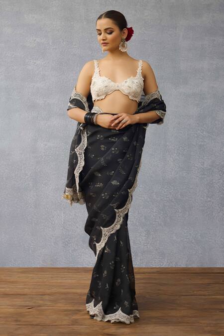 Shop Torani Ivory Embroidery Plunge Neck Shwet Ziya Bralette Online at Aza Fashions Shop_Torani_Ivory Embroidery Plunge Neck Shwet Ziya Bralette _Online_at_Aza_Fashions