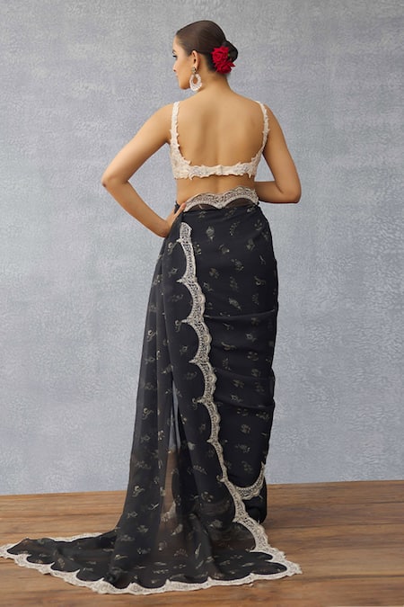 Shop Torani Ivory Embroidery Plunge Neck Shwet Ziya Bralette at Aza Fashions Shop_Torani_Ivory Embroidery Plunge Neck Shwet Ziya Bralette _at_Aza_Fashions