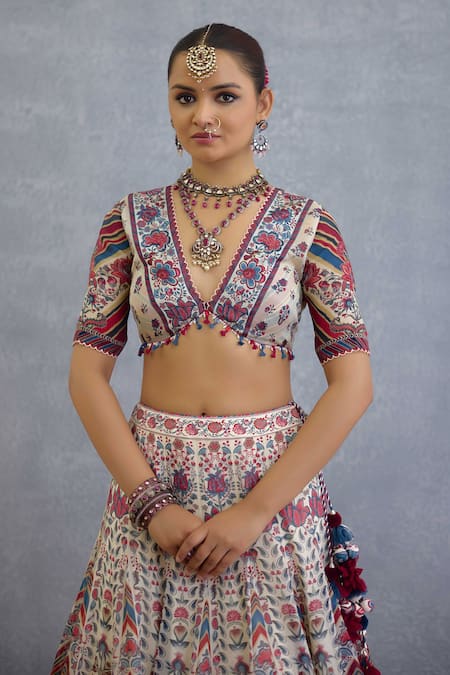 Torani Multi Color Silk, Organza Tassels, Coromandel Mehar Printed Lehenga Set Online at Aza Fashions Torani_Multi Color Silk, Organza Tassels, Coromandel Mehar Printed Lehenga Set _Online_at_Aza_Fashions