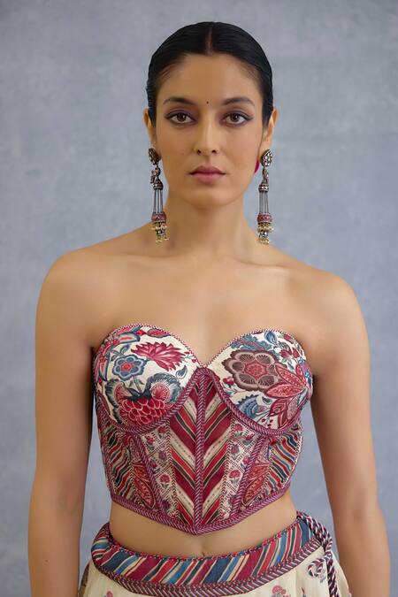 Torani Multi Color Silk Organza, Silk, Crepe, Coromandel Medha Printed Lehenga Set Online at Aza Fashions Torani_Multi Color Silk Organza, Silk, Crepe, Coromandel Medha Printed Lehenga Set _Online_at_Aza_Fashions