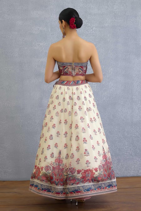 Shop Torani Multi Color Silk Organza, Silk, Crepe, Coromandel Medha Printed Lehenga Set at Aza Fashions Shop_Torani_Multi Color Silk Organza, Silk, Crepe, Coromandel Medha Printed Lehenga Set _at_Aza_Fashions