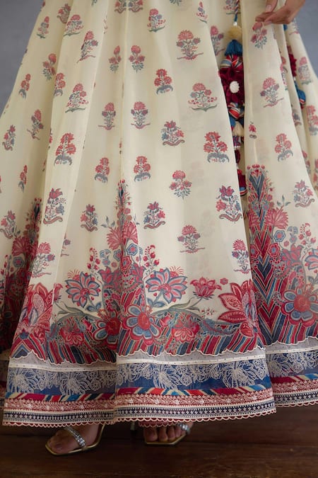 Torani Multi Color Silk Organza, Silk, Crepe, Coromandel Medha Printed Lehenga Set at Aza Fashions Torani_Multi Color Silk Organza, Silk, Crepe, Coromandel Medha Printed Lehenga Set _at_Aza_Fashions