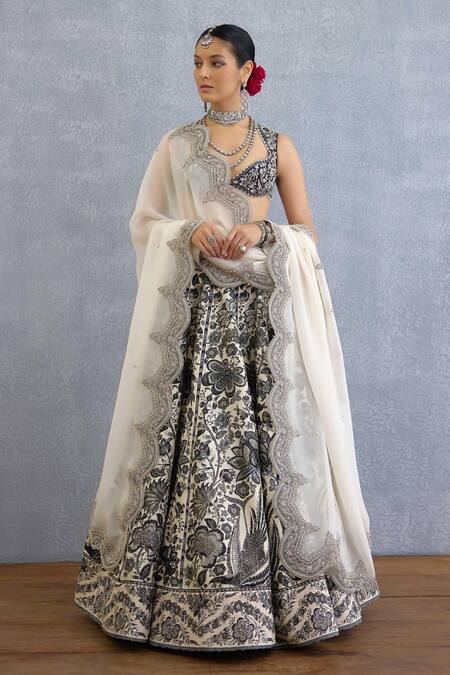 Torani Black Silk, Organza, Jersey Tassels, Beads Round Kalamkari Vedaa Lehenga Set at Aza Fashions Torani_Black Silk, Organza, Jersey Tassels, Beads Round Kalamkari Vedaa Lehenga Set _at_Aza_Fashions
