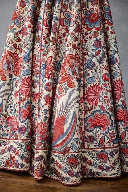 Buy_Torani_Multi Color Embroidery V-neck Coromandel Raasya Printed Lehenga Set _Online_at_Aza_Fashions