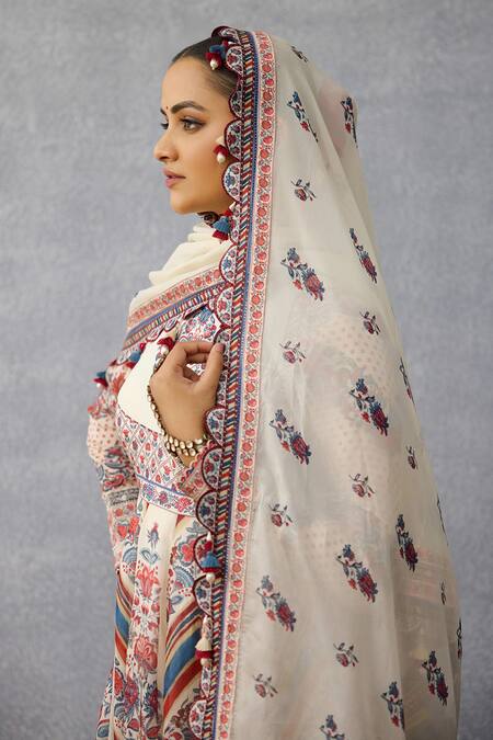 Torani_Multi Color Silk, Organza Tassels, Embroidery Printed Anarkali Set With Dupatta_Online_at_Aza_Fashions