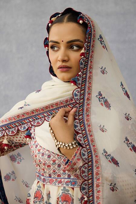 Buy_Torani_Multi Color Silk, Organza Tassels, Embroidery Printed Anarkali Set With Dupatta_Online_at_Aza_Fashions