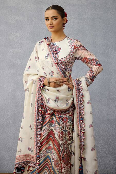 Shop_Torani_Multi Color Silk, Organza Tassels, Embroidery Printed Anarkali Set With Dupatta_Online_at_Aza_Fashions