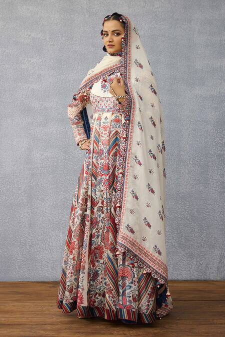 Buy_Torani_Multi Color Silk, Organza Tassels, Embroidery Printed Anarkali Set With Dupatta