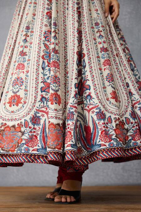 Torani_Multi Color Silk, Cotton, Crepe, Organza Sequins Coromandel Sarika Anarkali Set _Online_at_Aza_Fashions